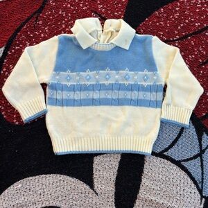 VINTAGE JC PENNEY TODDLE TIME BLUE WHITE SWEATER SIZE 12 MONTHS